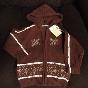 Dark brown zip up hoodie; size 80 (12-18 mo)